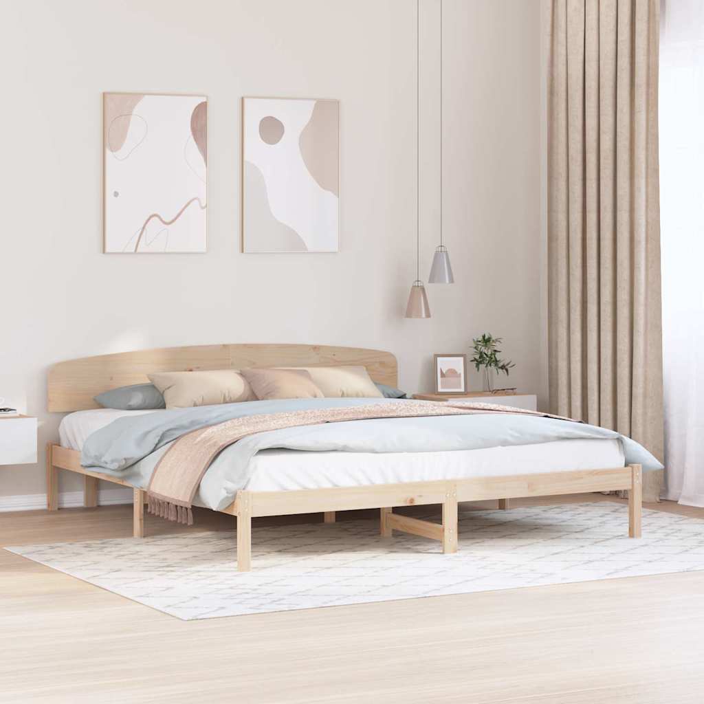 Bedframe met hoofdeinde Naturel 180 x 200 cm Massief grenenhout