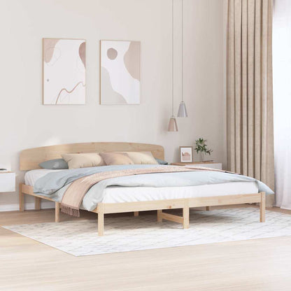 Bedframe met hoofdeinde Naturel 180 x 200 cm Massief grenenhout