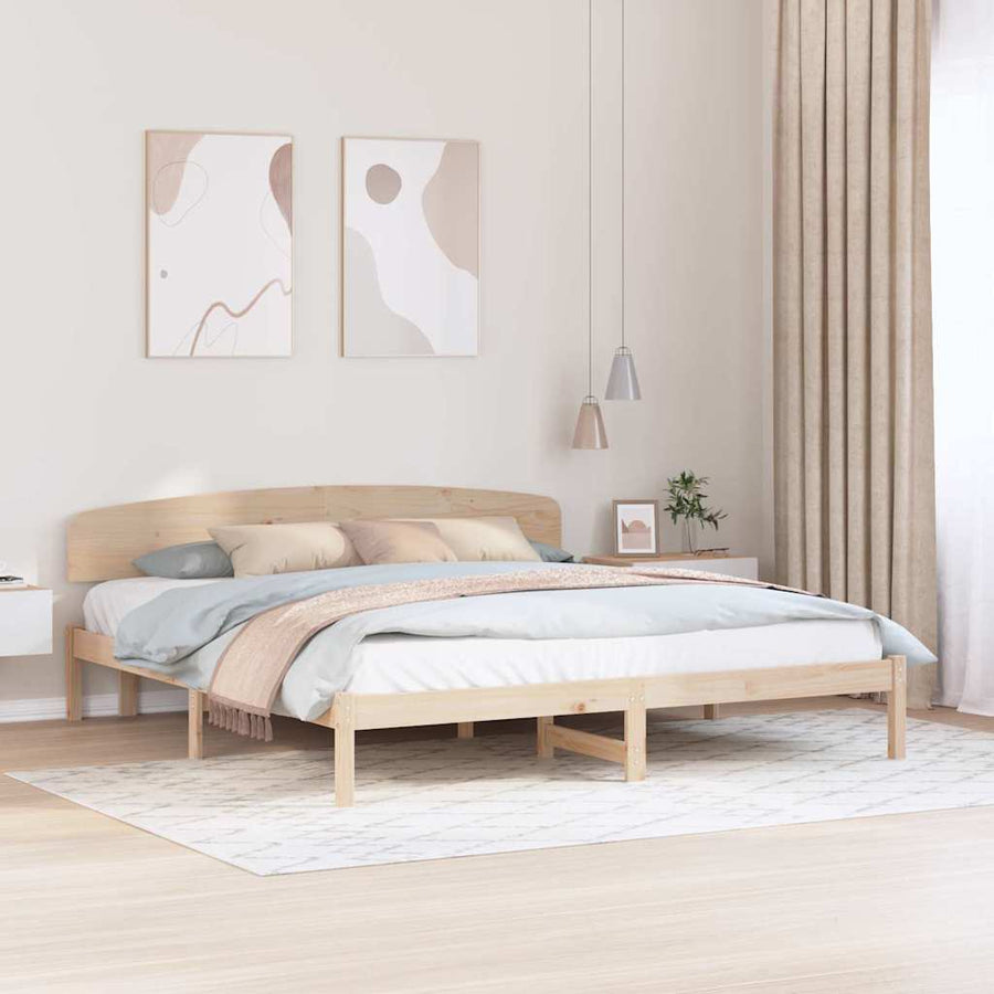 Bedframe met hoofdeinde Naturel 180 x 200 cm Massief grenenhout