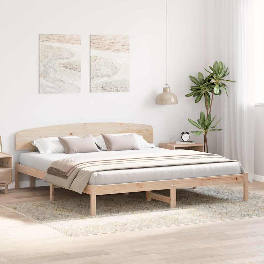 Bedframe met hoofdeinde Naturel 180 x 200 cm Massief grenenhout