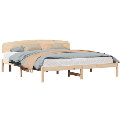 Bedframe met hoofdeinde Naturel 180 x 200 cm Massief grenenhout