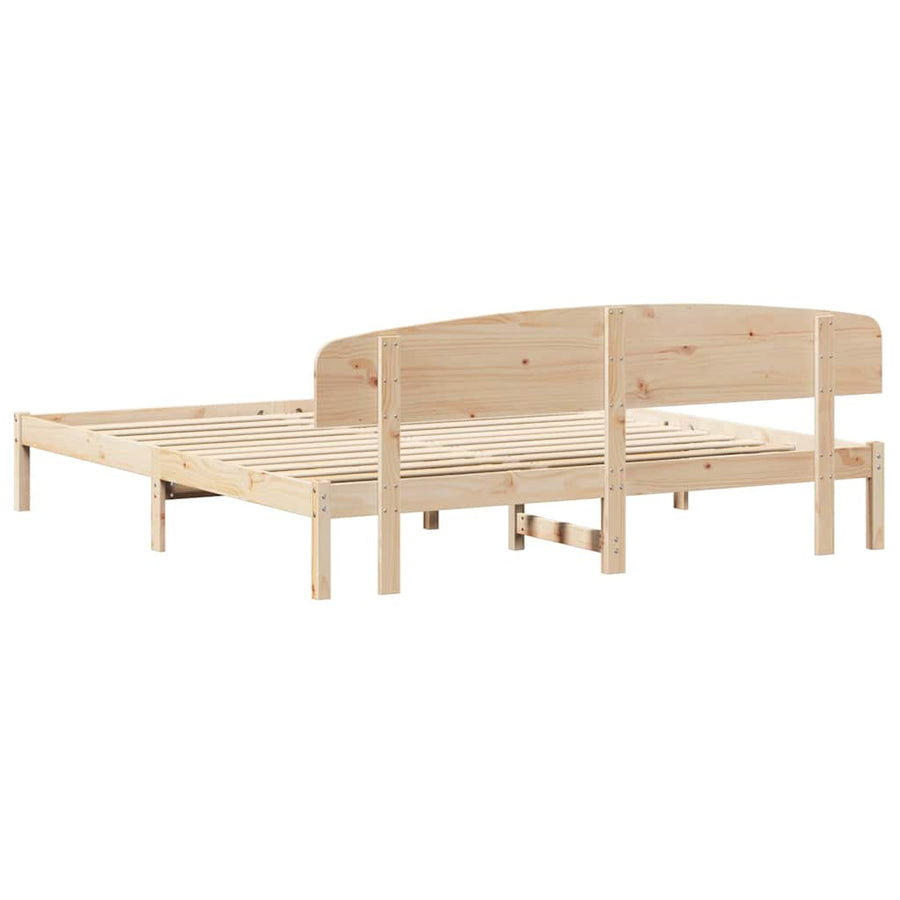 Bedframe met hoofdeinde Naturel 180 x 200 cm Massief grenenhout