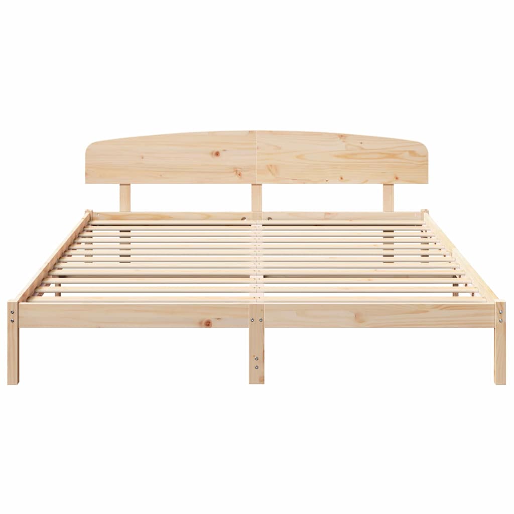 Bedframe met hoofdeinde Naturel 180 x 200 cm Massief grenenhout