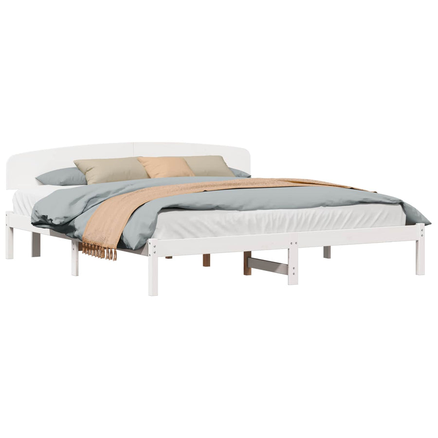 Bedframe met hoofdeinde Wit 180 x 200 cm Massief grenenhout