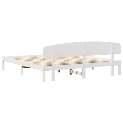 Bedframe met hoofdeinde Wit 180 x 200 cm Massief grenenhout