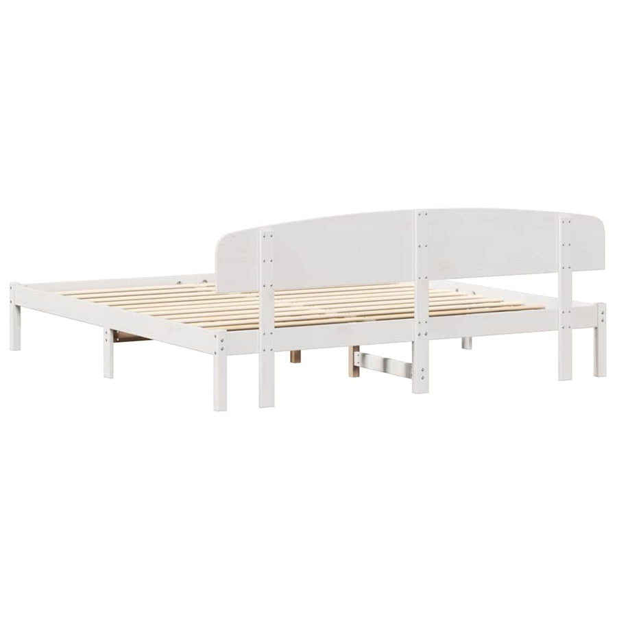 Bedframe met hoofdeinde Wit 180 x 200 cm Massief grenenhout