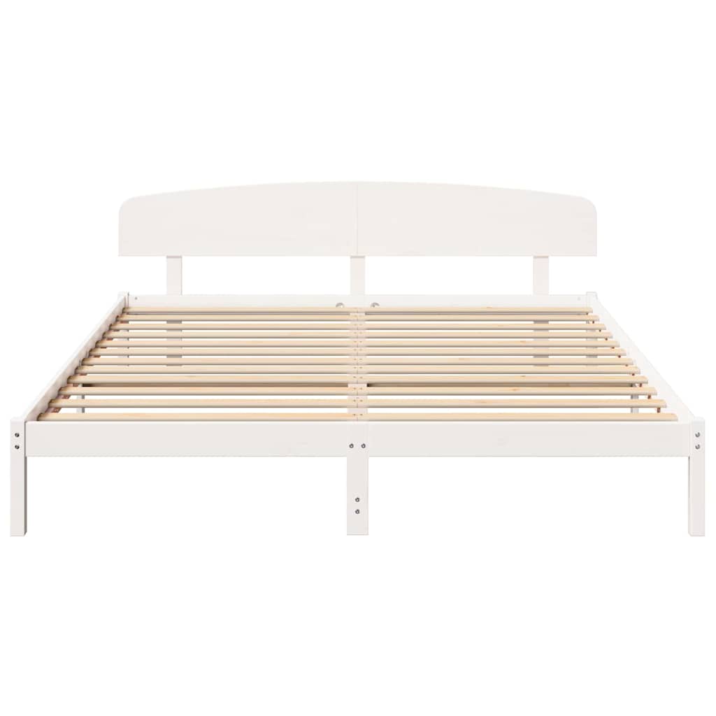 Bedframe met hoofdeinde Wit 180 x 200 cm Massief grenenhout
