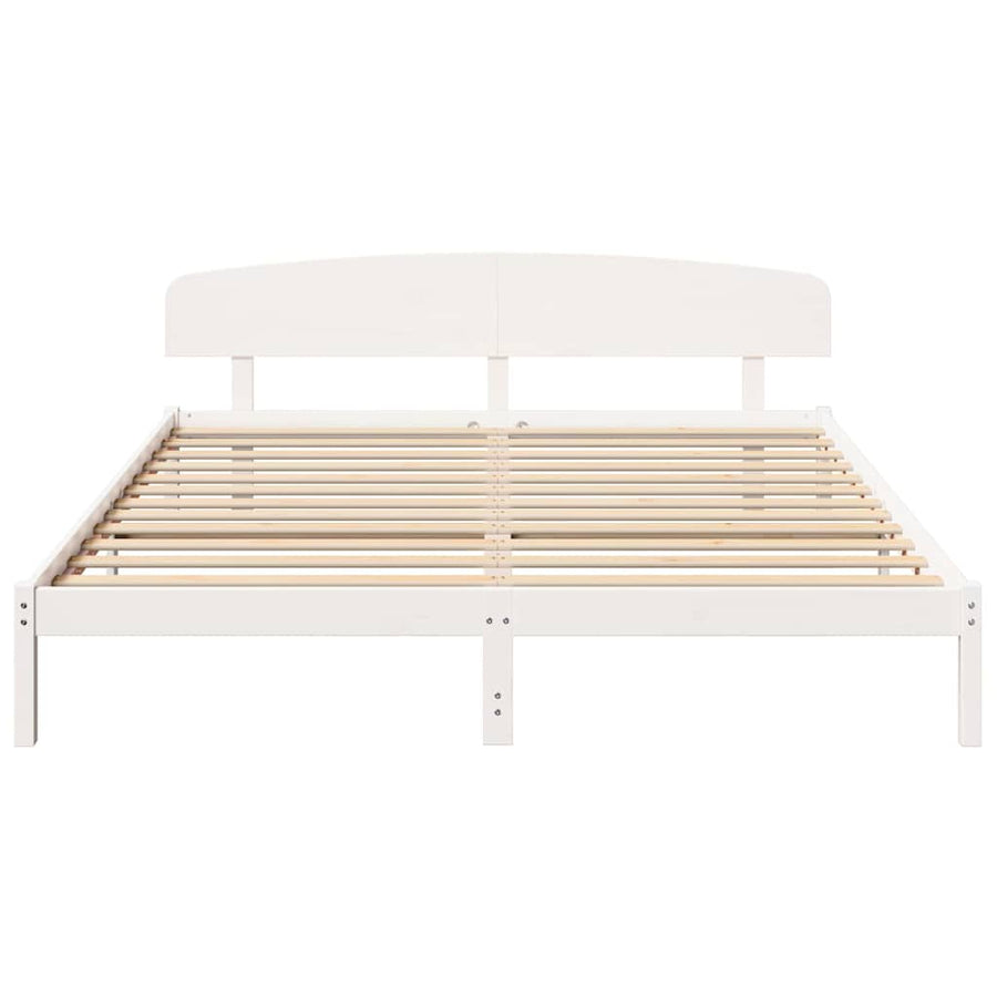 Bedframe met hoofdeinde Wit 180 x 200 cm Massief grenenhout