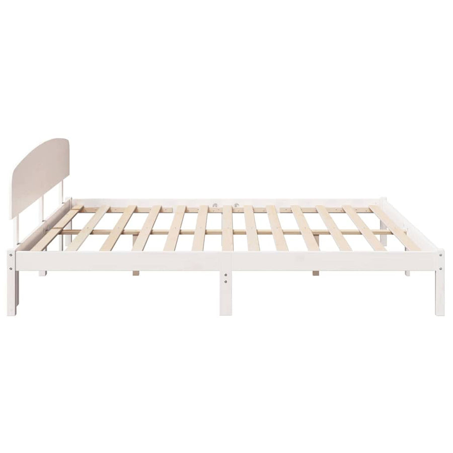Bedframe met hoofdeinde Wit 180 x 200 cm Massief grenenhout