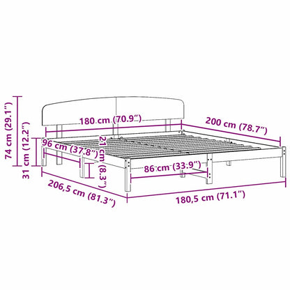 Bedframe Wasbruin 180 x 200 cm Massief grenenhout