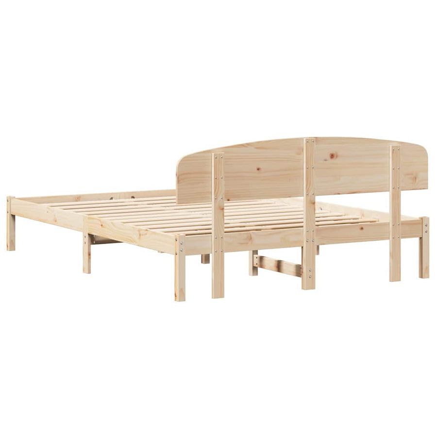 Bedframe met hoofdeinde Naturel 160 x 200 cm Massief grenenhout