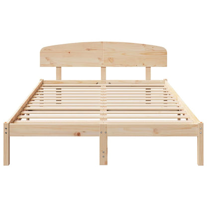 Bedframe met hoofdeinde Naturel 160 x 200 cm Massief grenenhout