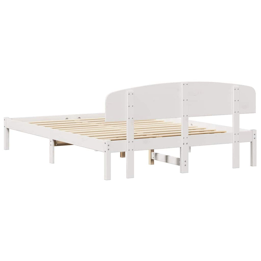 Bedframe met hoofdeinde Wit 160 x 200 cm Massief grenenhout