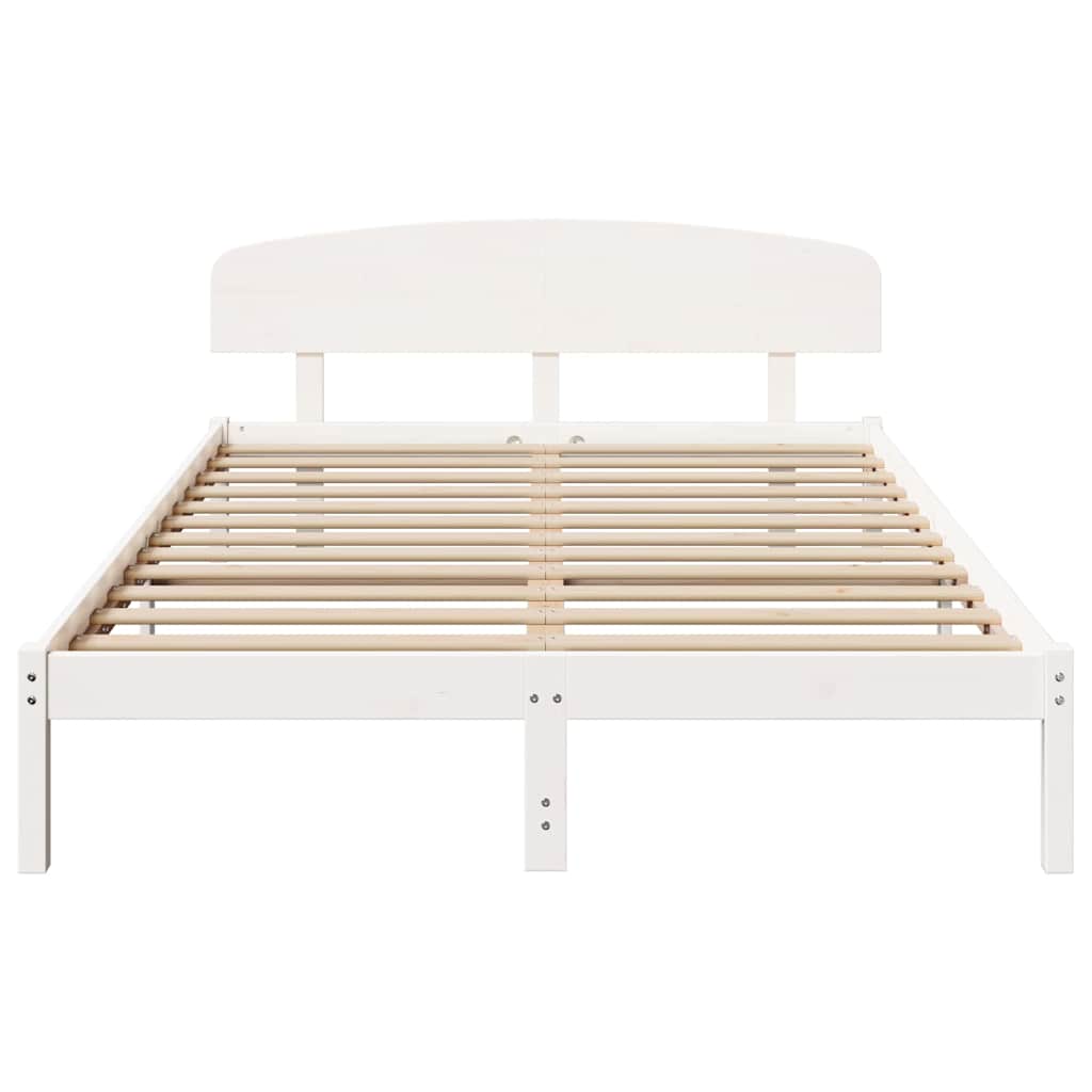 Bedframe met hoofdeinde Wit 160 x 200 cm Massief grenenhout