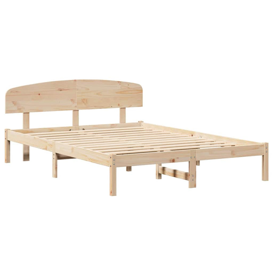 Bedframe met hoofdeinde Naturel 150 x 200 cm Massief grenenhout