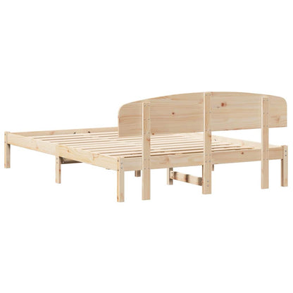 Bedframe met hoofdeinde Naturel 150 x 200 cm Massief grenenhout