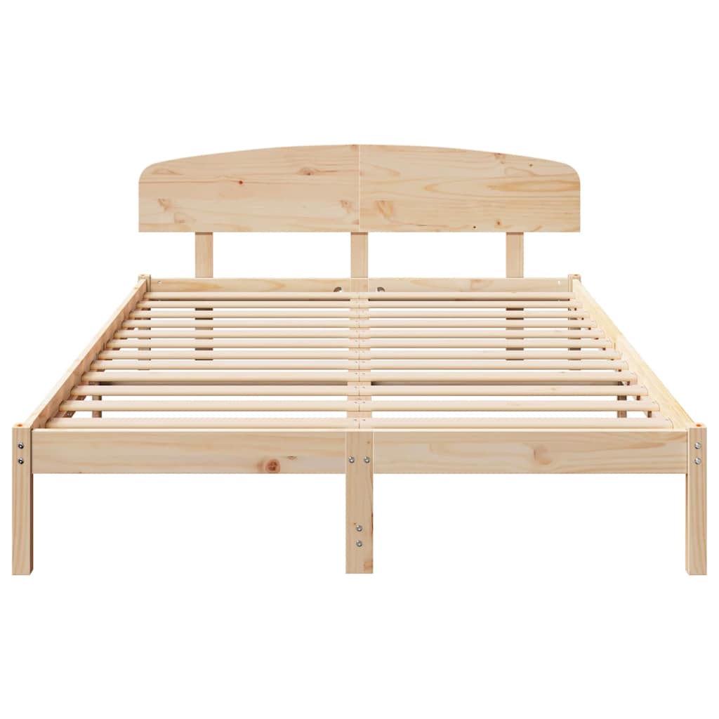 Bedframe met hoofdeinde Naturel 150 x 200 cm Massief grenenhout