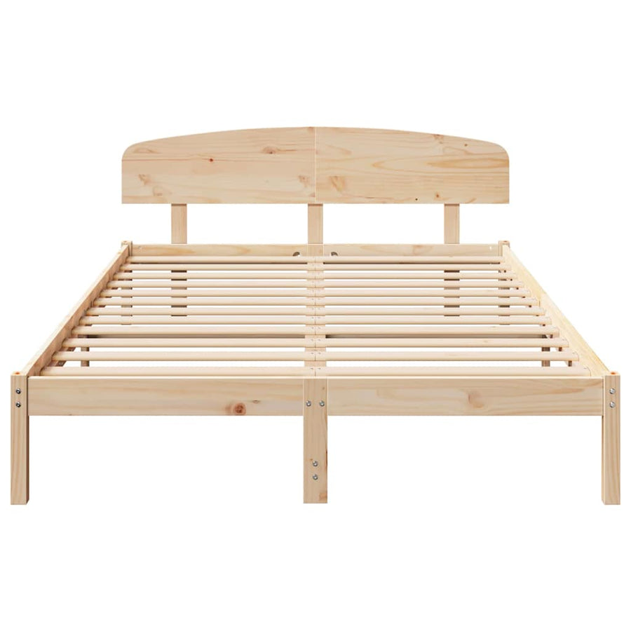 Bedframe met hoofdeinde Naturel 150 x 200 cm Massief grenenhout