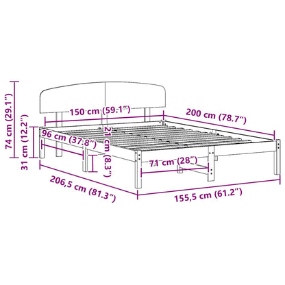 Bedframe met hoofdeinde Naturel 150 x 200 cm Massief grenenhout