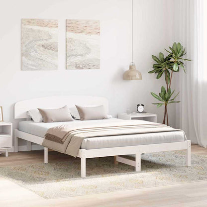 Bedframe met hoofdeinde Wit 150 x 200 cm Massief grenenhout