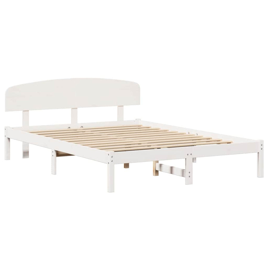 Bedframe met hoofdeinde Wit 150 x 200 cm Massief grenenhout