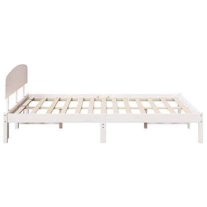 Bedframe met hoofdeinde Wit 150 x 200 cm Massief grenenhout