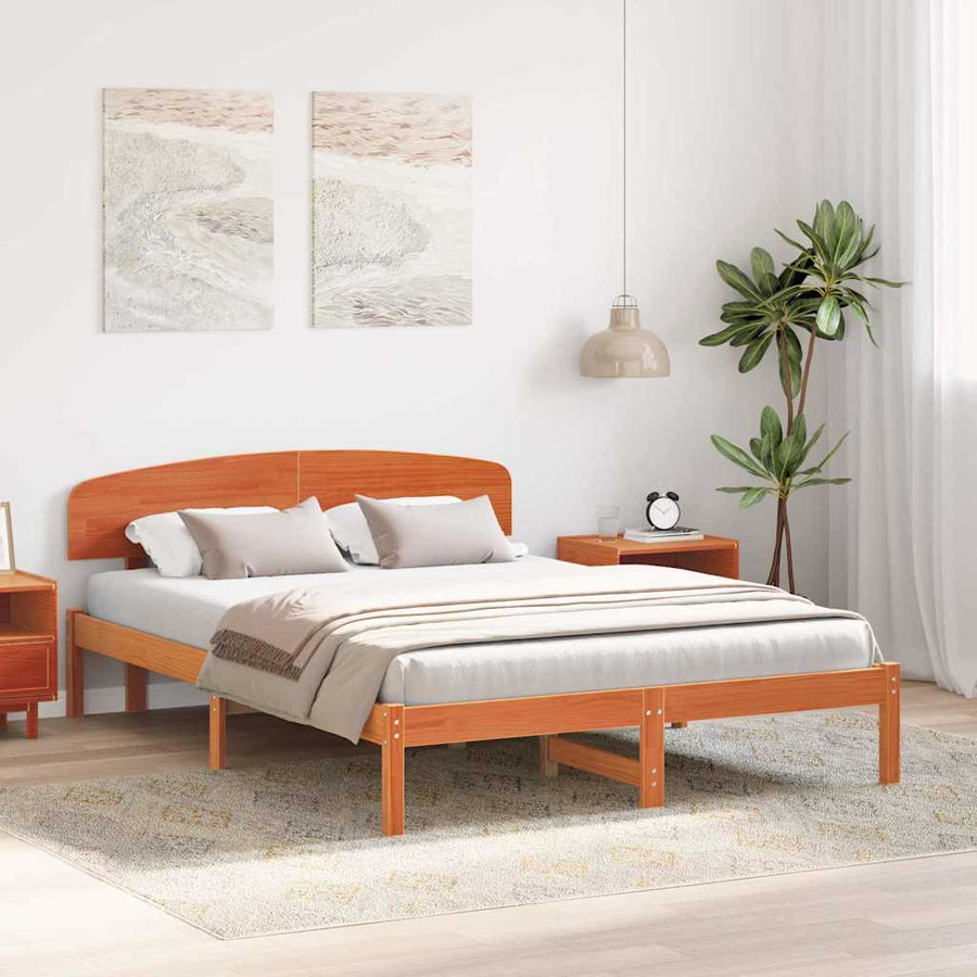 Bedframe Wasbruin 150 x 200 cm Massief grenenhout