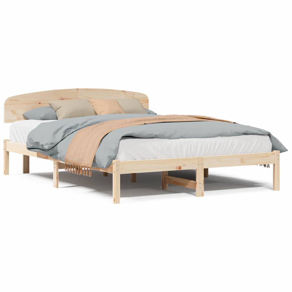 Bedframe met Hoofdbord 140x200 cm Massief Grenenhout
