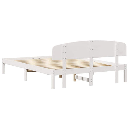 Bedframe met hoofdeinde Wit 140 x 200 cm Massief grenenhout