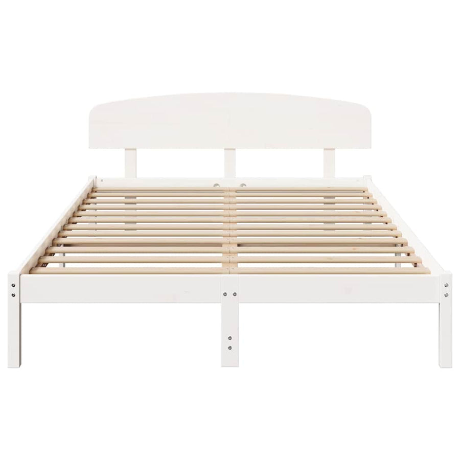 Bedframe met hoofdeinde Wit 140 x 200 cm Massief grenenhout