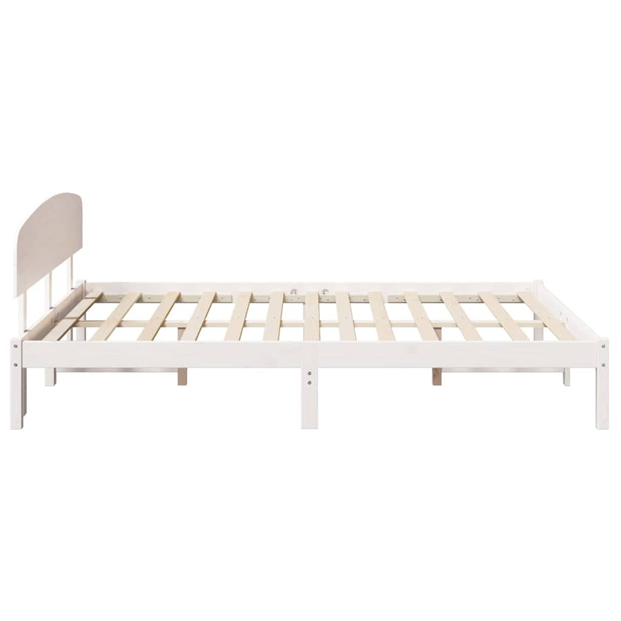 Bedframe met hoofdeinde Wit 140 x 200 cm Massief grenenhout