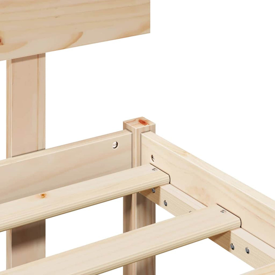 Bedframe met hoofdeinde Naturel 120 x 200 cm Massief grenenhout
