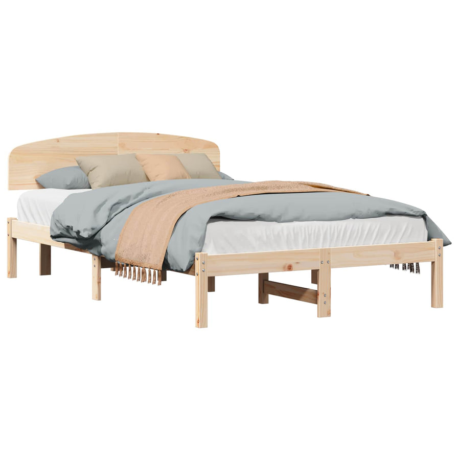 Bedframe met hoofdeinde Naturel 120 x 200 cm Massief grenenhout