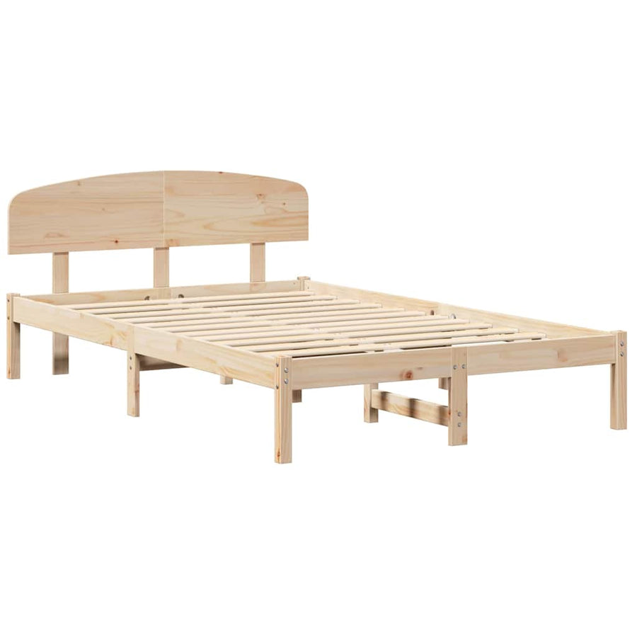 Bedframe met hoofdeinde Naturel 120 x 200 cm Massief grenenhout