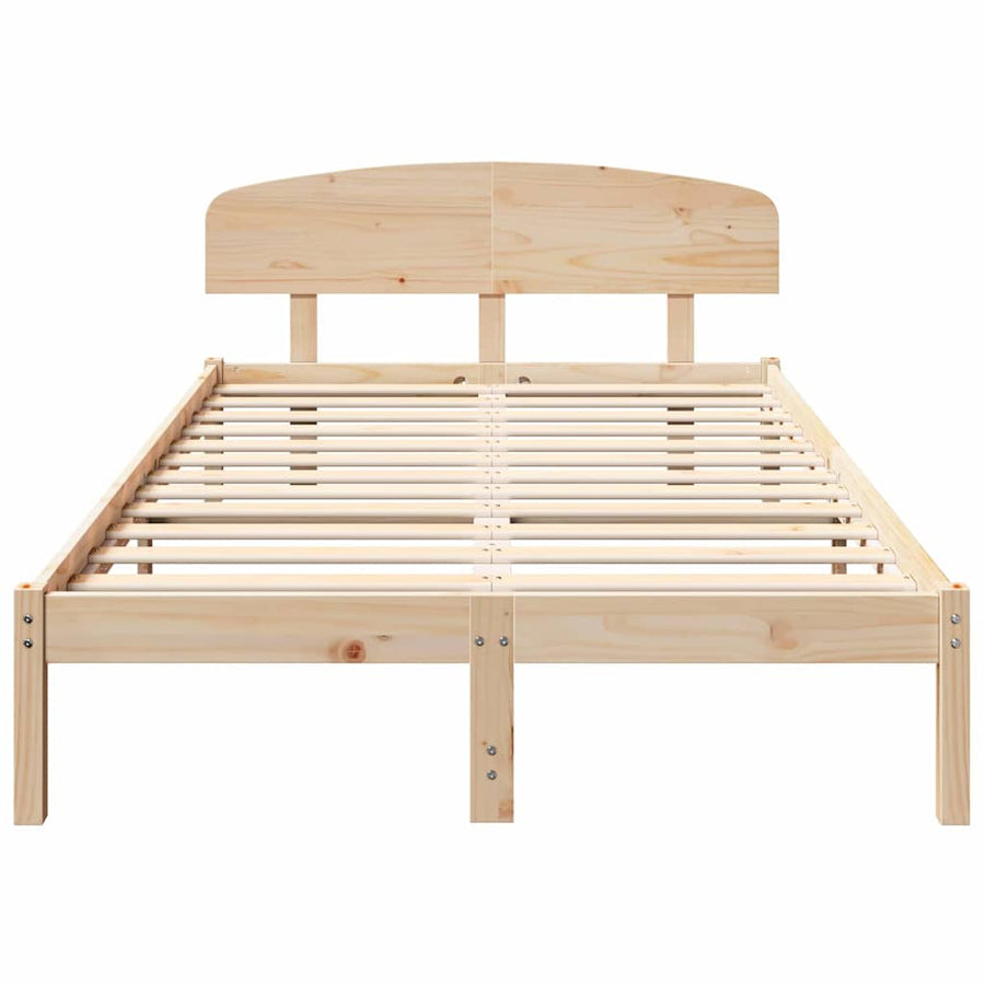 Bedframe met hoofdeinde Naturel 120 x 200 cm Massief grenenhout