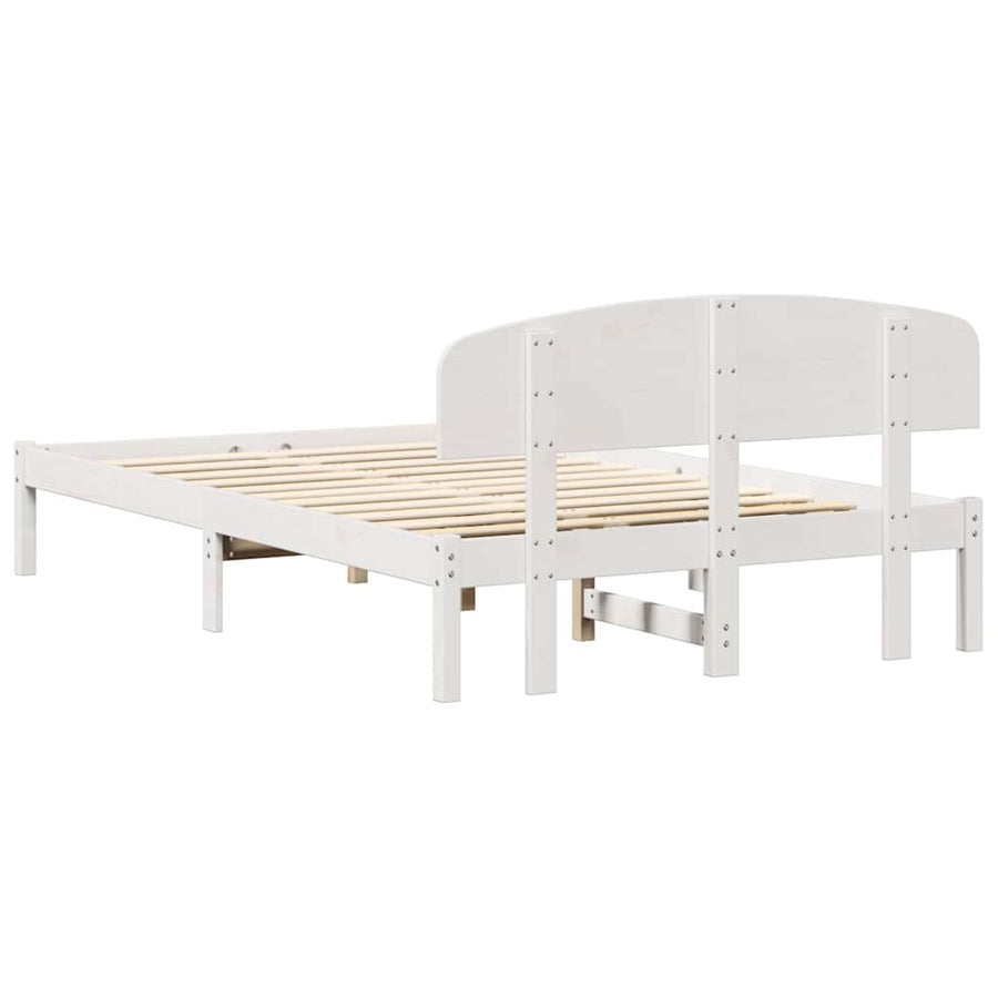 Bedframe met hoofdeinde Wit 120 x 200 cm Massief grenenhout