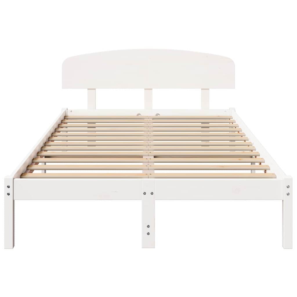 Bedframe met hoofdeinde Wit 120 x 200 cm Massief grenenhout