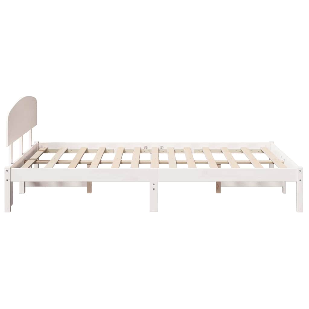 Bedframe met hoofdeinde Wit 120 x 200 cm Massief grenenhout