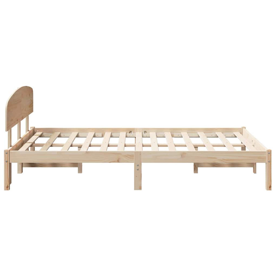 Bedframe met hoofdeinde Naturel 140 x 190 cm Massief grenenhout