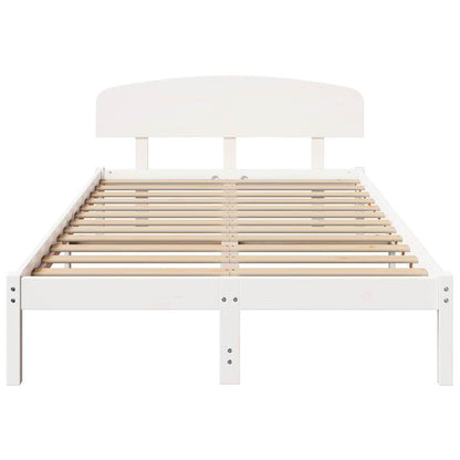 Bedframe met hoofdeinde Wit 140 x 190 cm Massief grenenhout