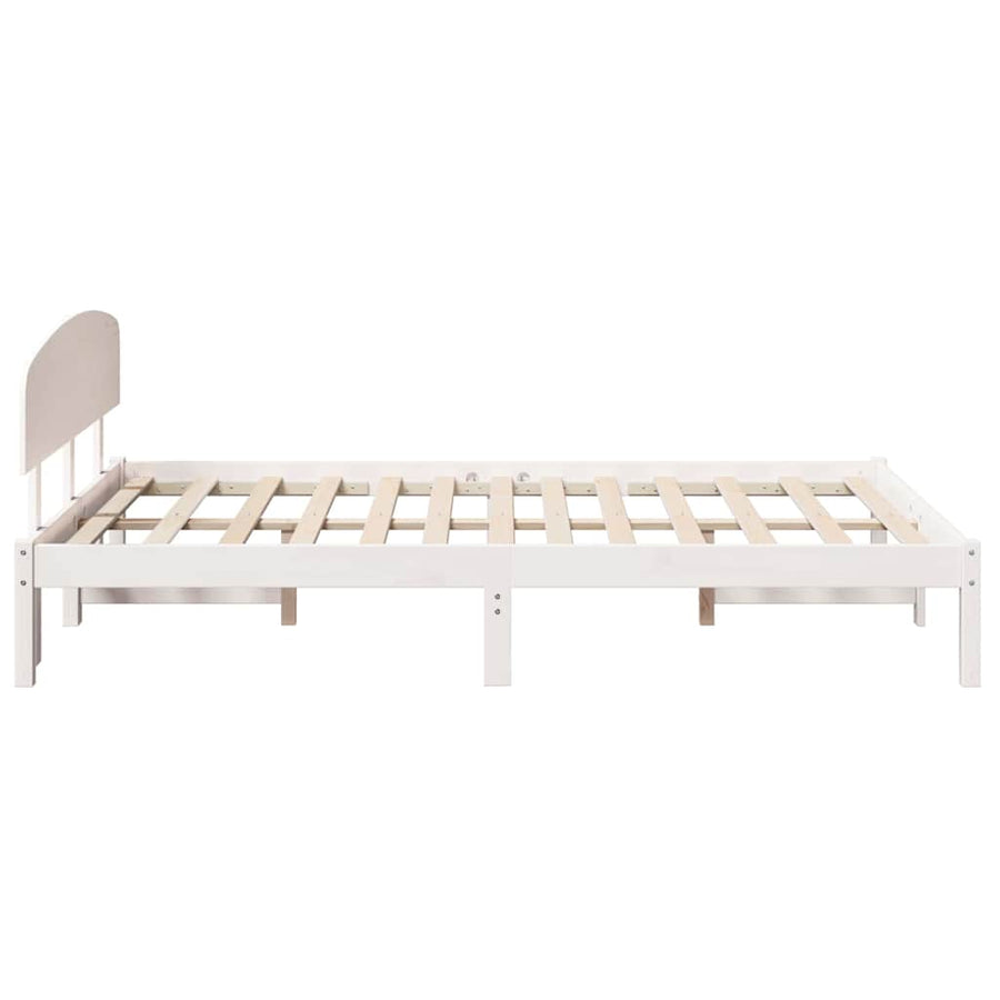 Bedframe met hoofdeinde Wit 140 x 190 cm Massief grenenhout
