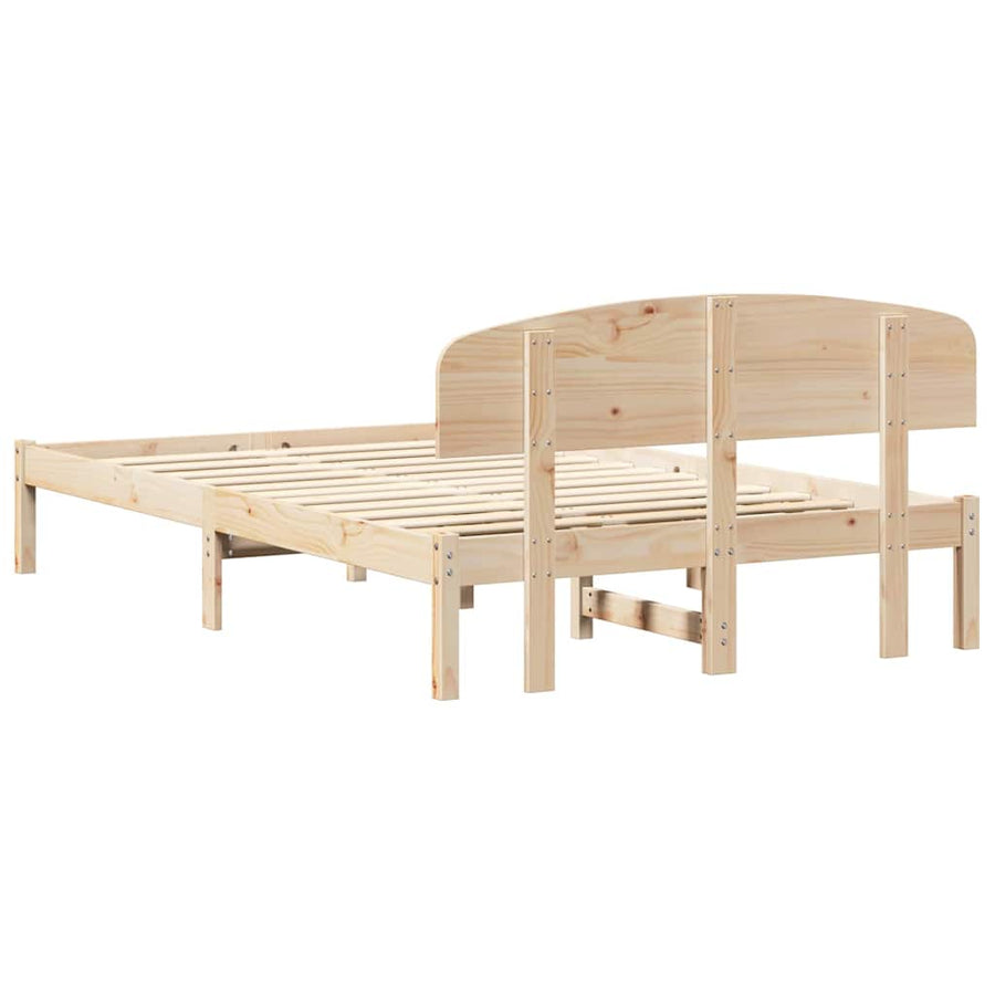 Bedframe met hoofdeinde Naturel 135 x 190 cm Massief grenenhout