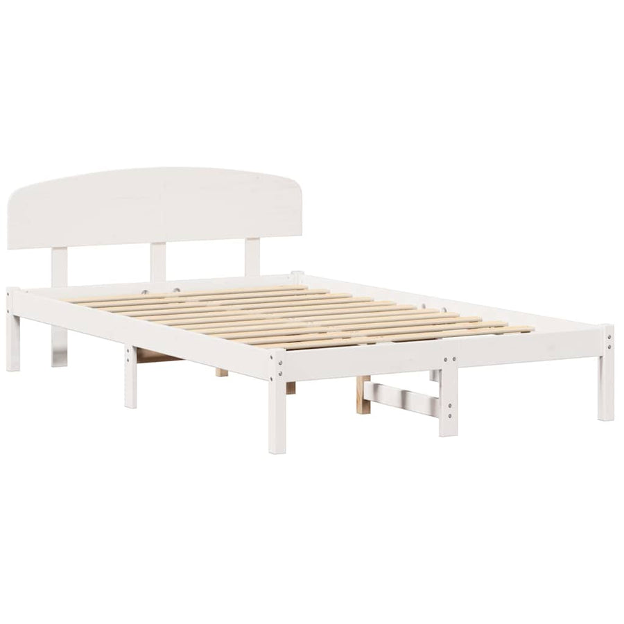 Bedframe met hoofdeinde Wit 135 x 190 cm Massief grenenhout