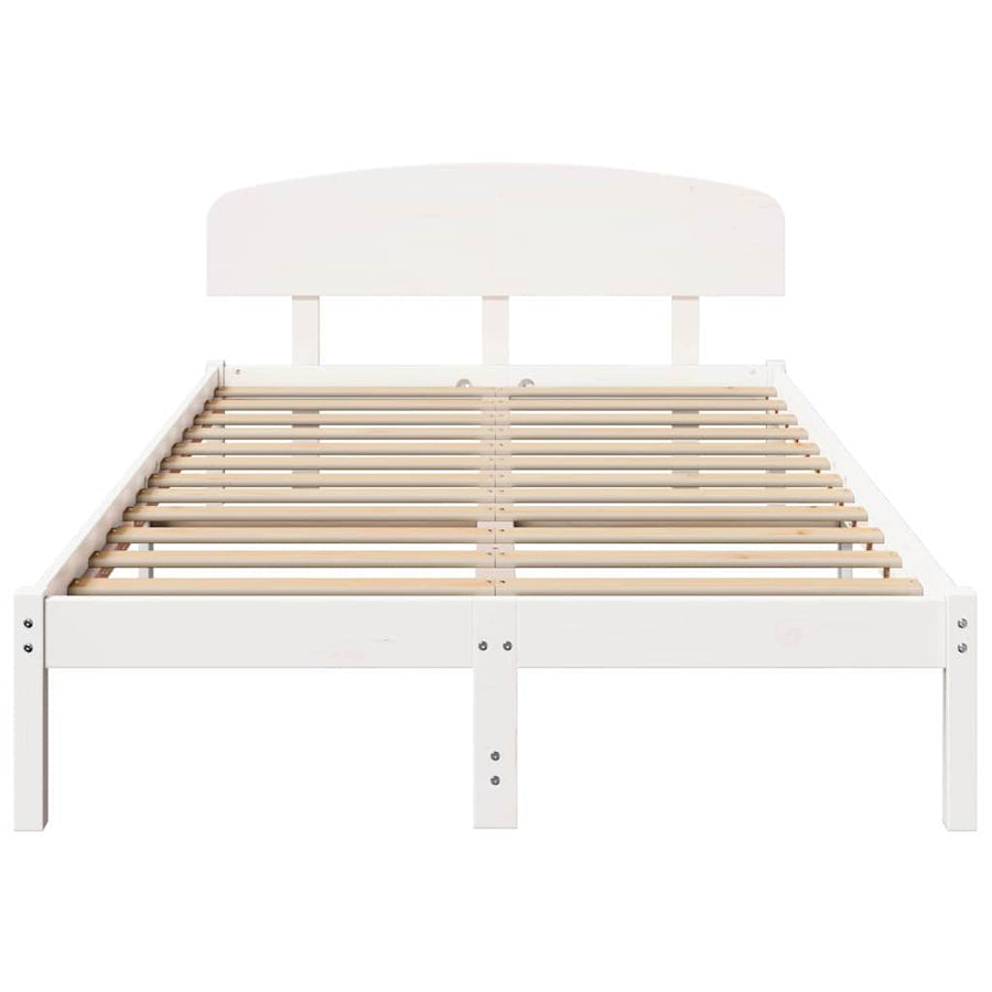 Bedframe met hoofdeinde Wit 135 x 190 cm Massief grenenhout