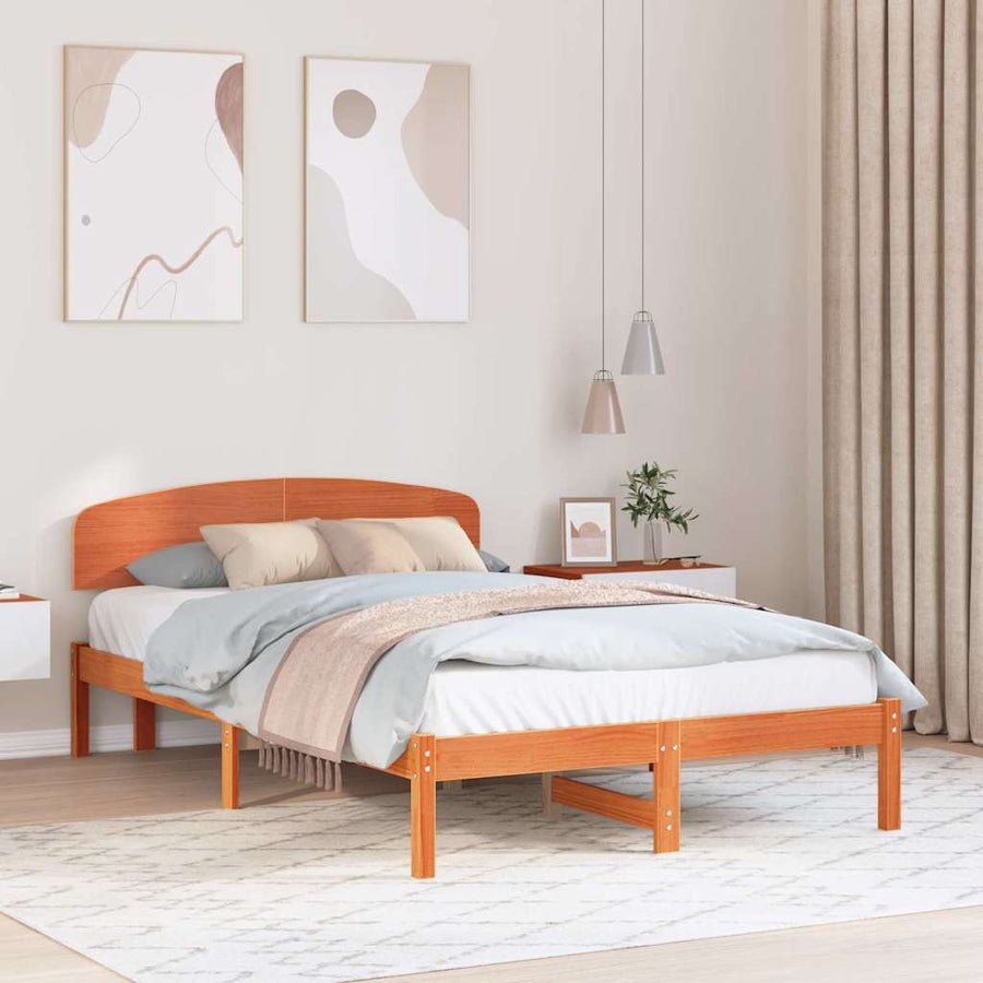 Bedframe Wasbruin 135 x 190 cm Massief grenenhout