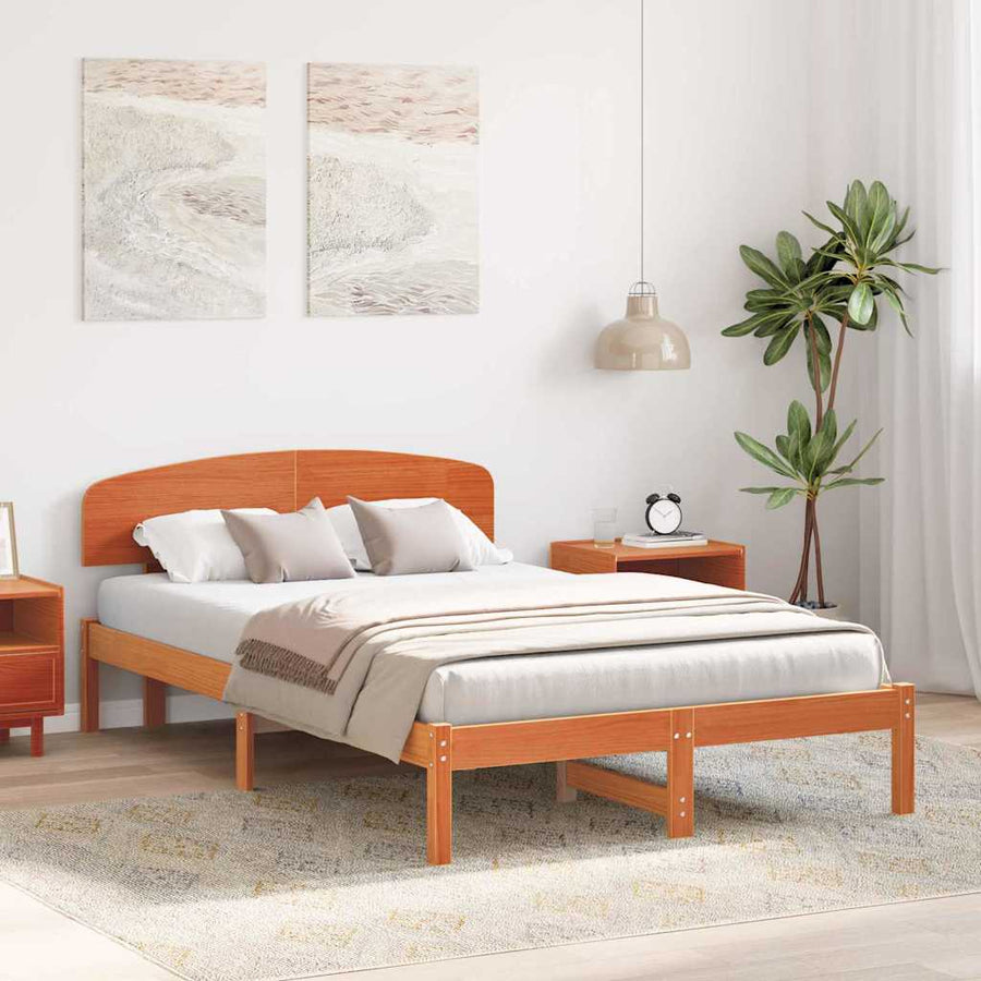 Bedframe Wasbruin 135 x 190 cm Massief grenenhout