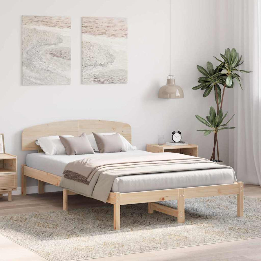 Bedframe met hoofdeinde Naturel 120 x 190 cm Massief grenenhout