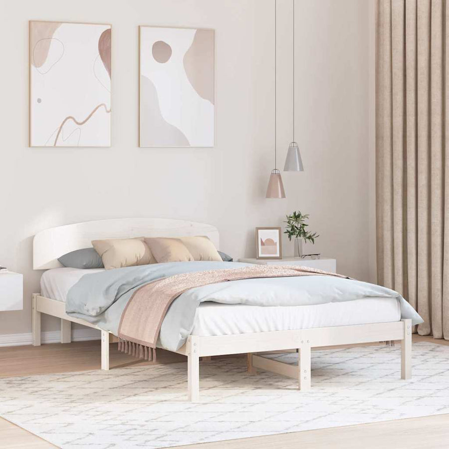 Bedframe met hoofdeinde Wit 120 x 190 cm Massief grenenhout