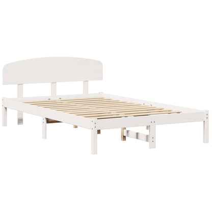 Bedframe met hoofdeinde Wit 120 x 190 cm Massief grenenhout