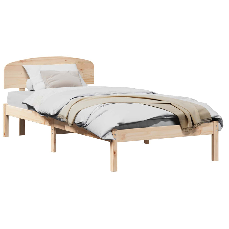 Bedframe met hoofdeinde Naturel 100 x 200 cm Massief grenenhout